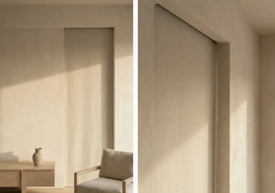 Concealed blind box built flush into the ceiling line of a Big Bay new-build room