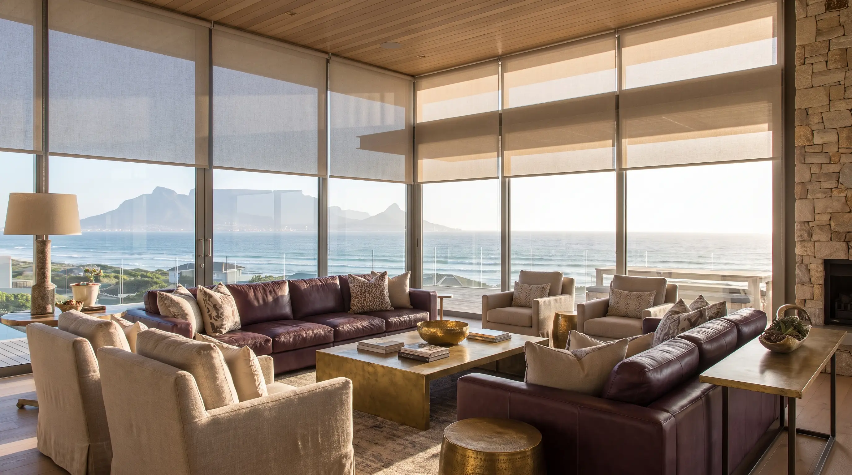 Coastal new-build home in Big Bay, Cape Town with motorised roller blinds